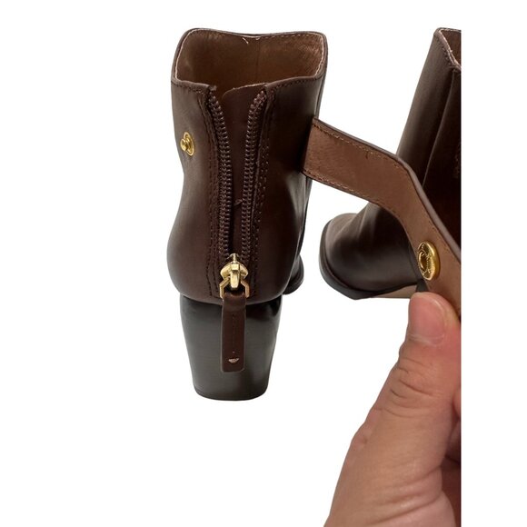 Louise Et Cie Leather Ankle Boots Womens 9.5 Brown Pointed Toe Block Heel Class - Picture 8 of 16